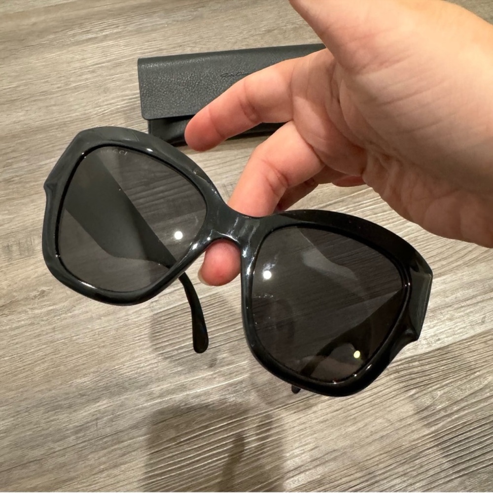 Gucci Butterfly Oversized Acetate Black GG Logo Sunglasses GG0808S - Picture 9 of 15